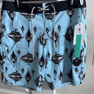 VISSLA Light Blue Stingray Print Board Shorts